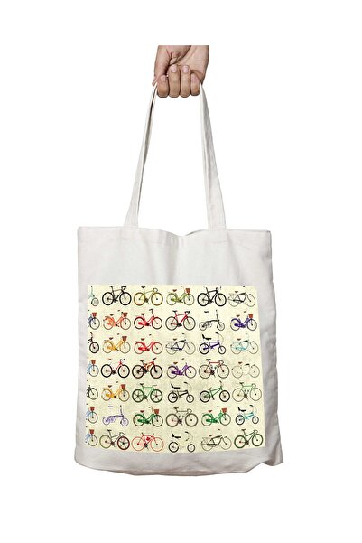 ART HEDİYE دراجات ملونة - حقيبة كتف مطبوعة على الجانبين وقابلة للغسل