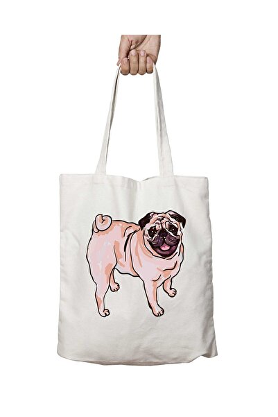 ART HEDİYE Pug Dog 2 - Geantă de umăr lavabilă cu imprimeu permanent pe două ...