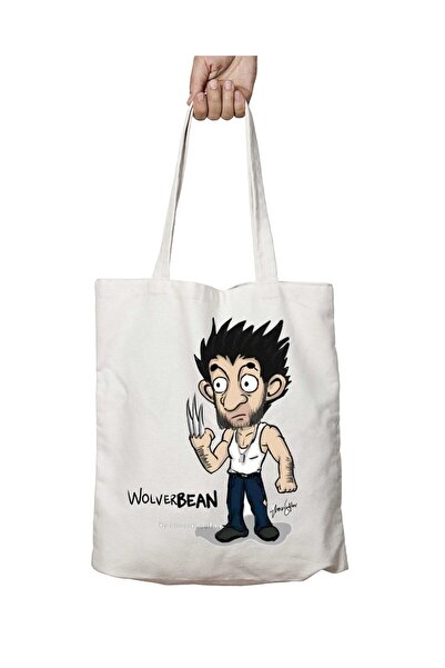 ART HEDİYE Mr. Bean Wolverbean - Two Sided Permanent Printed Washable Bag