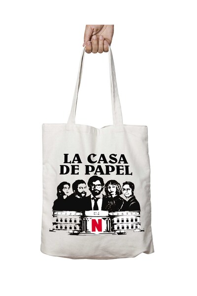 ART HEDİYE El Profesor - حقيبة La Casa De Papel مطبوعة على الجانبين وقابلة للغسل