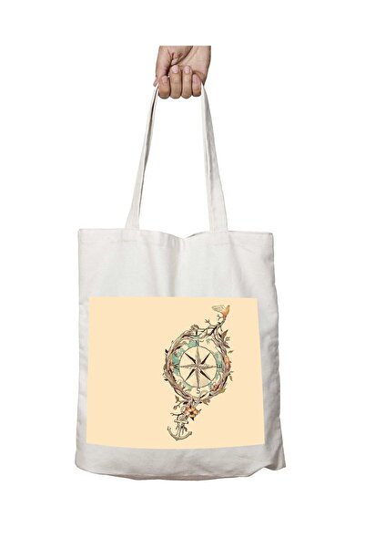 ART HEDİYE بوصلة مرساة بحرية مطبوعة على شكل طائر السمك - حقيبة كتف قابلة للغس...