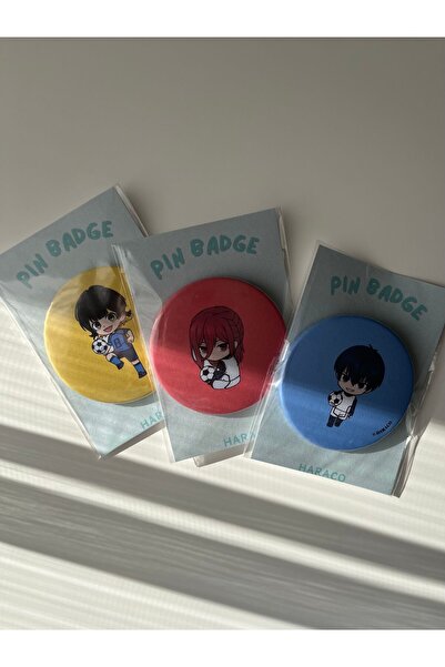 Hara Company Blue Lock Animesi 3’lü Anime Rozet Seti (Bachira, Chigiri ve İsagi)