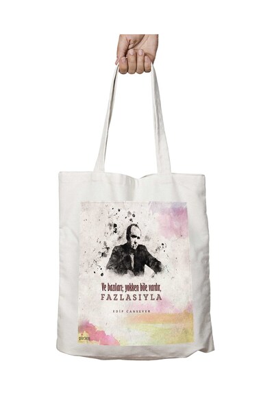 ART HEDİYE Edip Cansever - Two Sided Printed Washable Bag