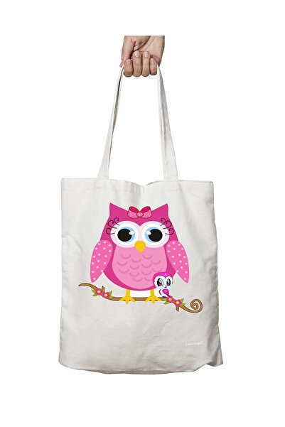 ART HEDİYE PrettY Pink Owl Printed Washable Bag on Two Sides