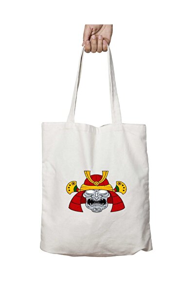 ART HEDİYE حقيبة قابلة للغسل بطبعة جمجمة الساموراي - تدوم على الجانبين