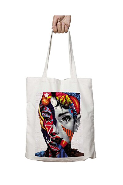 ART HEDİYE حقيبة أودري هيبورن مطبوعة على الجانبين وقابلة للغسل