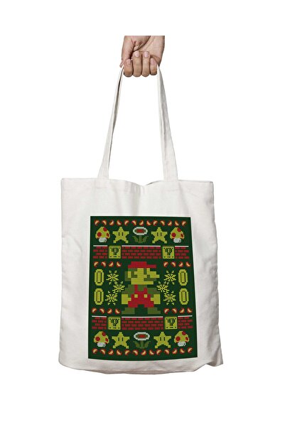 ART HEDİYE نمط سوبر ماريو القبيح - حقيبة كتف قابلة للغسل مع طباعة دائمة على ا...