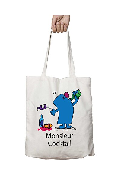 ART HEDİYE Monsieur Cocktail Mr Men - حقيبة تدوم على الجانبين وقابلة للغسل