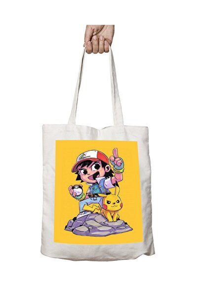 ART HEDİYE بوكيمون - حقيبة كتف للمدرسة والشاطئ قابلة للغسل مع طباعة دائمة على...