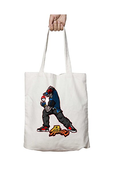 ART HEDİYE بوكيمون ستريت فايتر بوك هنتر - حقيبة دائمة مطبوعة قابلة للغسل