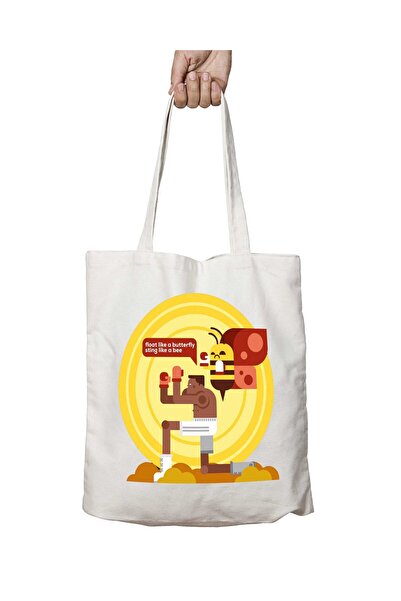 ART HEDİYE محمد علي - حقيبة دائمة مطبوعة قابلة للغسل (2) فراشة ستينج مثل النحلة