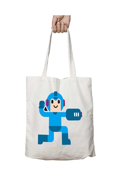 ART HEDİYE Megaman Simple Artwork - Washable Two Sided Permanent Bag