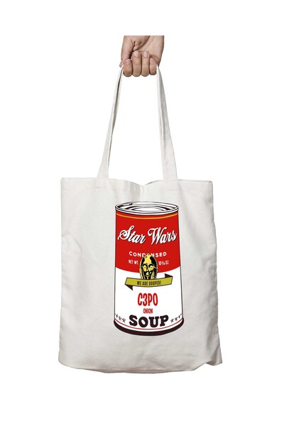 ART HEDİYE نمط حرب النجوم Campbells Soup C3PO Andy Warhol - حقيبة مطبوعة قابل...