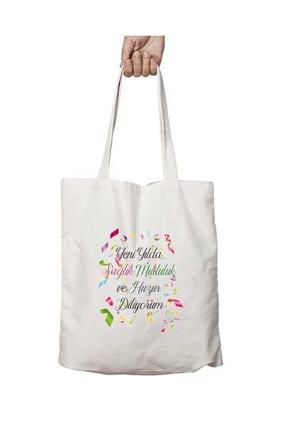 ART HEDİYE Happiness in the Year - Happiness Peace Confetti, Two Sides lasting Printed Washable Bag