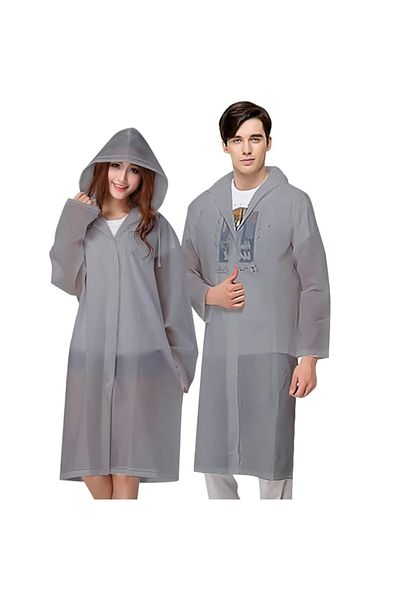 Kuzey 10 ΤΕΜ. Γκρι αδιάβροχο για Unisex - Αδιάβροχο εξωτερικού χώρου με καπέλο πρώτης ποιότητας και κουμπώματα