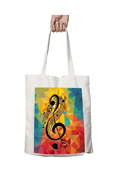 ART HEDİYE Έγχρωμο κλειδί Μουσική νότα - Αριστερή, Μόνιμη, Εκτυπωμένη Πλενόμενη Τσάντα