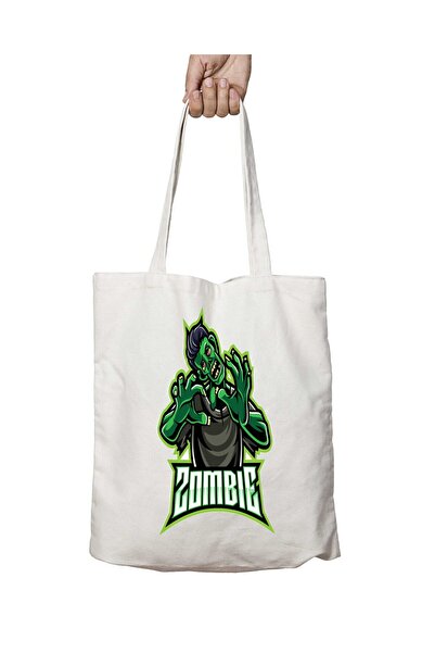 ART HEDİYE Zombie (3) - Two Sided Permanent Printed, Washable Shoulder Tote Bag