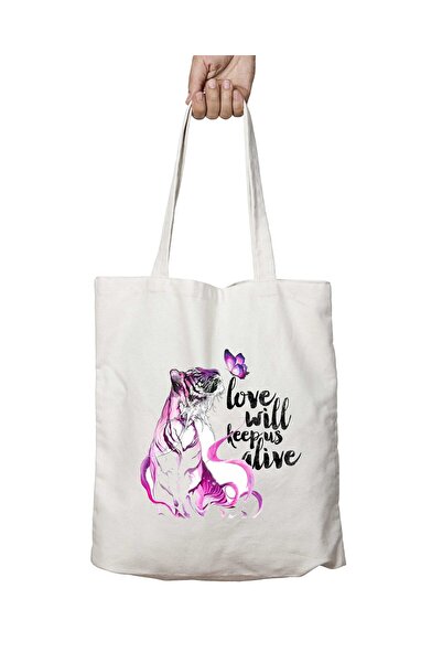 ART HEDİYE Tigre Love Мийка плечова сумка з тканини - двосторонній постійний ...