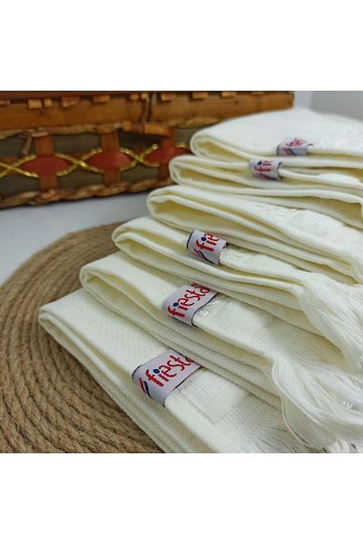Fiesta Soft Cotton Cross Stitch Bordered Kitchen Towel 30 X 50 with Tassels 6 Pieces