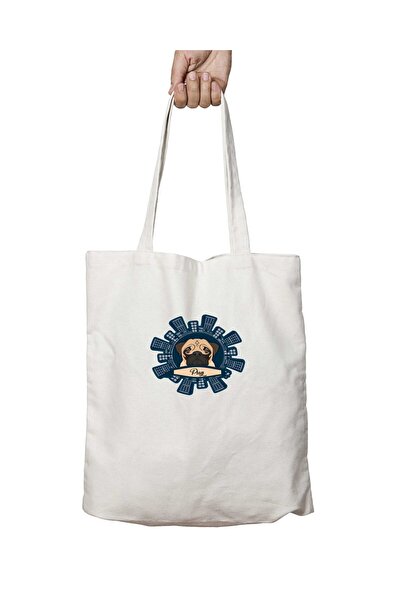 ART HEDİYE Non-gun Dog Pug Movements - Printed, Washable Shoulder Tote Bag