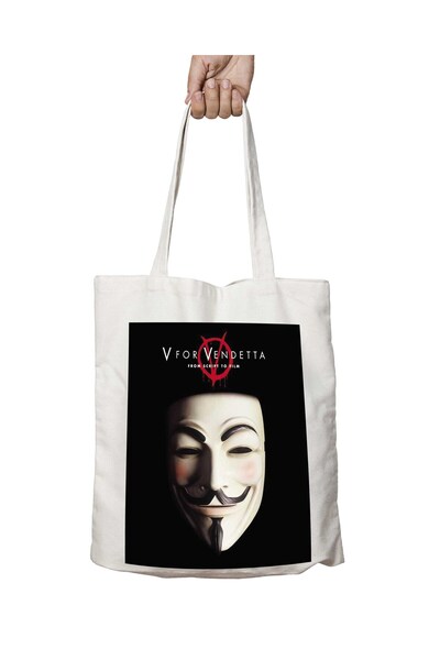 ART HEDİYE فيلم V For Vendetta - حقيبة كتف قابلة للغسل ومطبوعة على الجانبين