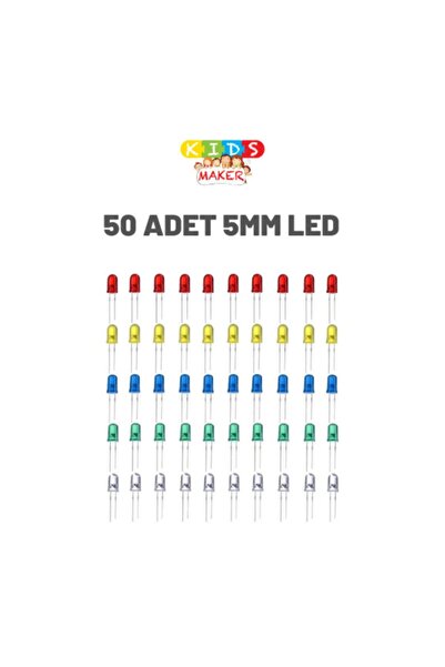 Kidsmaker Arduino 50 Adet 5mm Led ( 5 Renk )