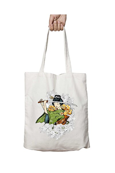 ART HEDİYE حقيبة ساموراي يابانية مطبوعة قابلة للغسل - تدوم على الجانبين