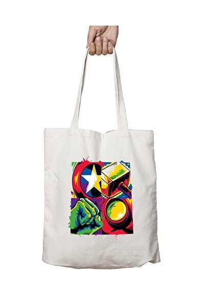 ART HEDİYE Marvel Avengers Icons - Two Sided Permanent Printed Washable Bag (2)