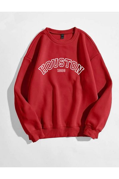 FAVORİST Памучен суитшърт с кръгло деколте и щампа HOUSTON 1989