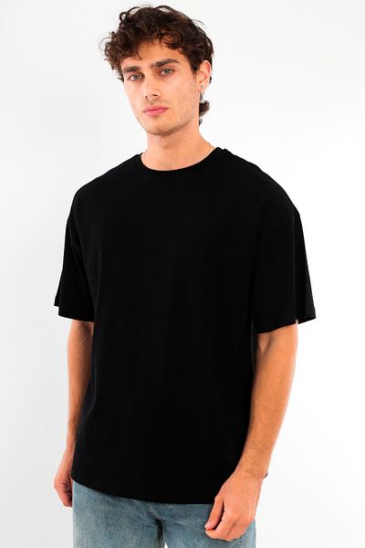 Trend42plus Μαύρο μπλουζάκι μεγάλου μεγέθους Oversize Fit 100% βαμβάκι