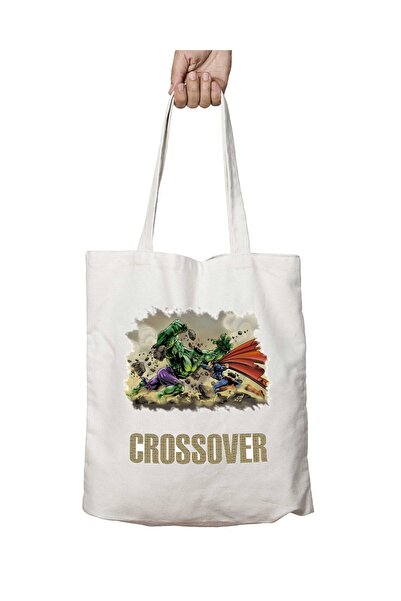 ART HEDİYE Σούπερμαν εναντίον Χαλκ: Τσάντα διπλής όψης με μόνιμη στάμπα που π...