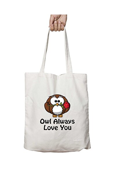 ART HEDİYE Owl Always Love You - حقيبة كتف قابلة للغسل ومطبوعة على الجانبين