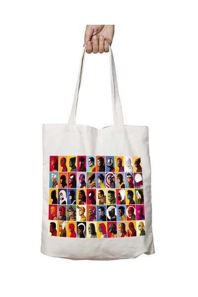 ART HEDİYE Marvel Heroes Printed Washable Shoulder Tote Bag - for Beach and S...