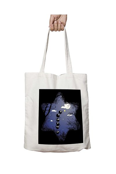 ART HEDİYE My Star Soot Ball Sprite - Μόνιμη και πλενόμενη τσάντα με μοτίβο σιλουέτας Spirited Away