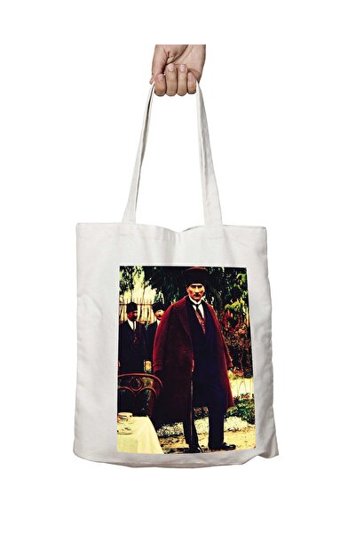 ART HEDİYE حقيبة كتف أتاتورك قابلة للغسل على شكل قلب للشاطئ والمدرسة - مطبوعة