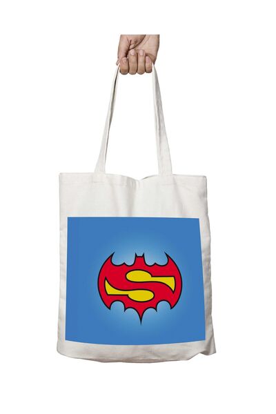 ART HEDİYE Superman Logo Blue Two Sides Permanent Printed Washable Bag