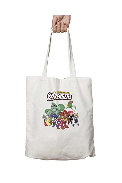 ART HEDİYE Super Smash Avengers - Two Sides Permanent Printed, Washable Shoul...