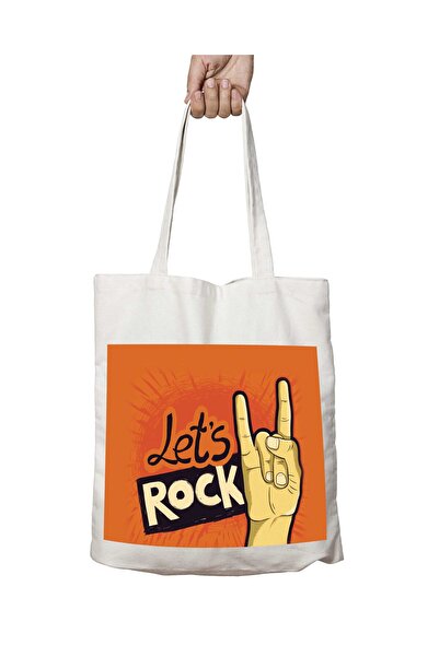 ART HEDİYE let's Rock - Washable Permanent Printed School and Beach Bag