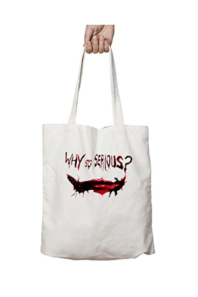 ART HEDİYE Why So Serious - حقيبة قابلة للغسل بطبعة جانبين