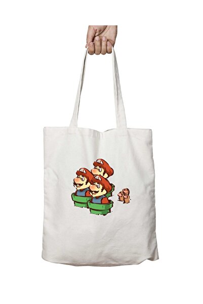ART HEDİYE حقيبة كتف ماريو VS DugTrio مطبوعة على الجانبين - قابلة للغسل للمدر...