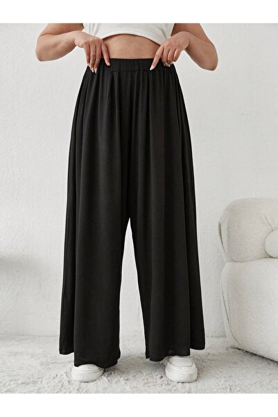 ModaSehle Büyük Beden Viskon Kumaş Lıkralı Yüksek Bel Şalvar