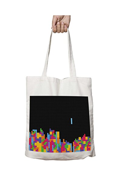 ART HEDİYE نمط لعبة تتريس - حقيبة تدوم طويلاً وقابلة للغسل على الجانبين