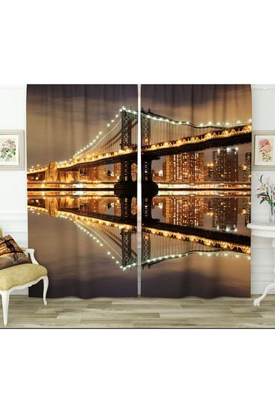 Elmas Dizayn Special ProDuction - 3D Digital PrinteD Brown Black LanDscape, 140cm*240cm, Double BlaDes, 2 BackgrounD Curtains