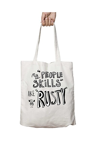 ART HEDİYE حقيبة Rusty People Skills - حقيبة قابلة للغسل بطباعة دائمة على الج...