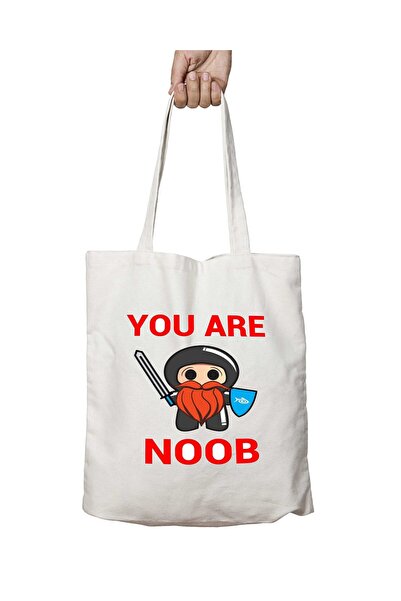 ART HEDİYE Noob Voice and Noob على الوجهين - حقيبة قابلة للغسل مطبوعة بشكل دائم