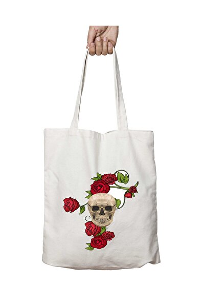 ART HEDİYE جمجمة رأس السنة الجديدة - حقيبة كتف مدرسية وشاطئية قابلة للغسل بطب...