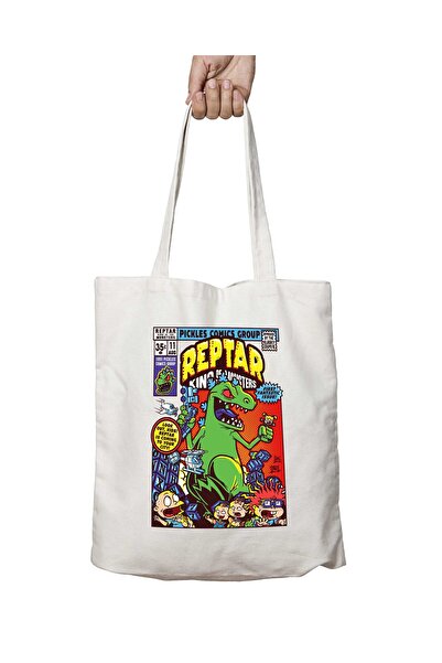 ART HEDİYE حقيبة Reptar King Of Monsters Rugrats - مطبوعة على الجانبين وقابلة للغسل