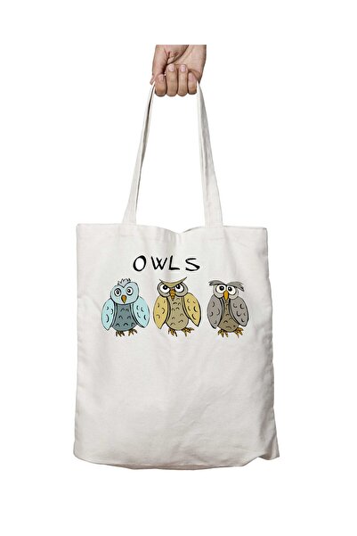 ART HEDİYE حقيبة مدرسية وشاطئية قابلة للغسل من Logan Owls - تصميم قماش دائم م...