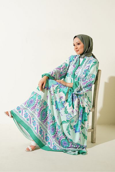 Bigdart 2423 Φόρεμα Hijab με αυθεντικό σχέδιο - D. Mint