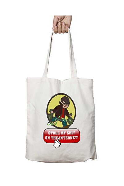 ART HEDİYE حقيبة كتف Stole My Shit On The Internet - مطبوعة على الجانبين وقاب...